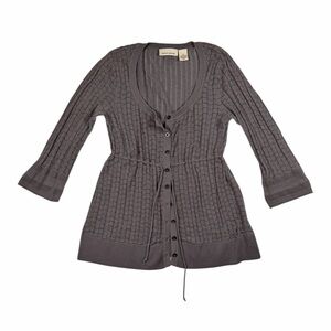 DKNY Charcoal Brown Knit Cardigan